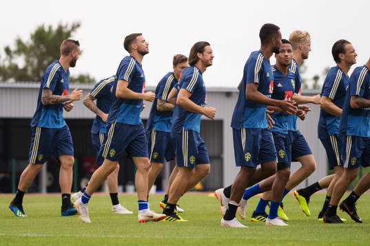 Marcus Berg and Gustav Svensson of the Swedish national