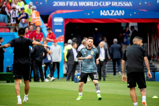 Lionel Messi of Argentina prior the FIFA World Cup round of