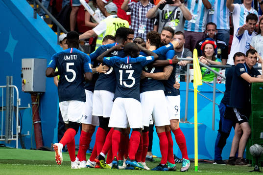 Antoine Griezmann of France celebrates with his teammates