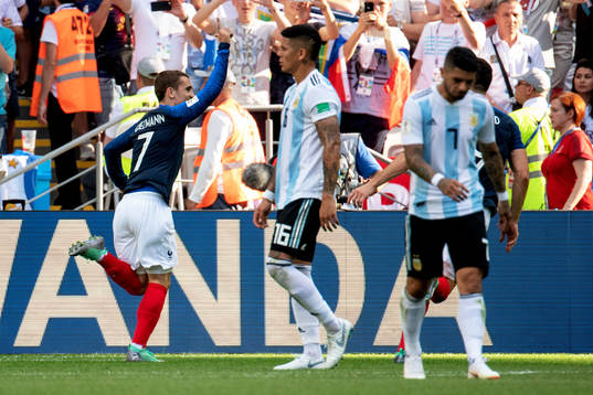 Antoine Griezmann of France celebrates with his teammates