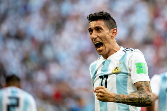Angel Di Maria of Argentina celebrates