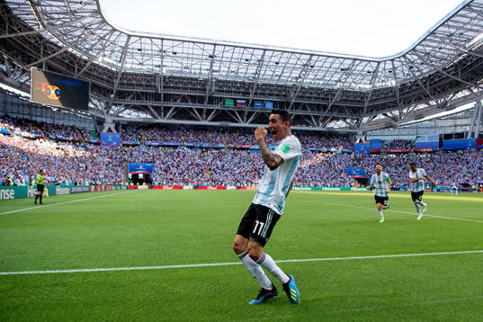 Angel Di Maria of Argentina celebrates