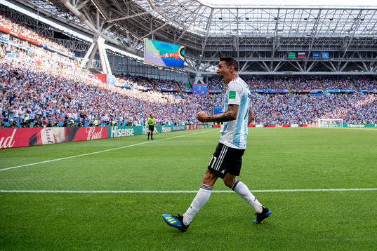 Angel Di Maria of Argentina celebrates