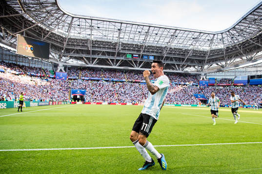 Angel Di Maria of Argentina celebrates