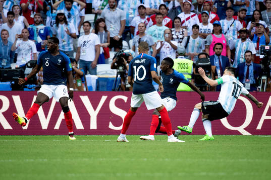 Lionel Messi of Argentina scores 1-2