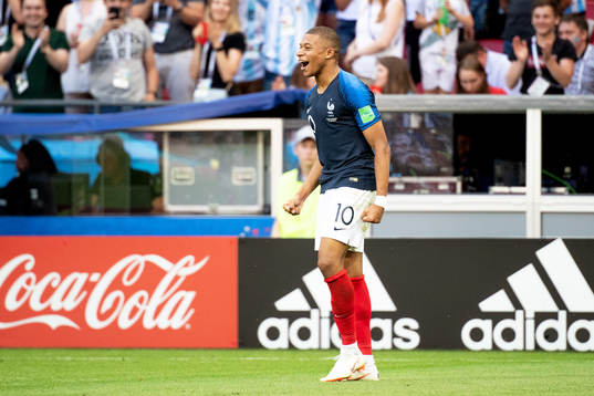 Kylian Mbappe of France celebrates