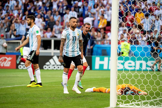 Nicolas Otamendi of Argentina looks dejected 3-2