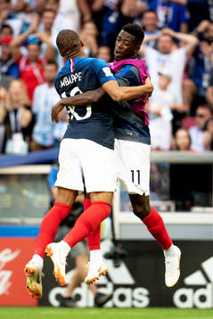 Kylian Mbappe of France celebrates