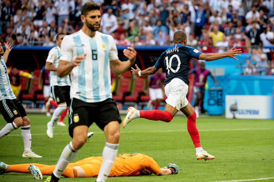 Kylian Mbappe of France celebrates
