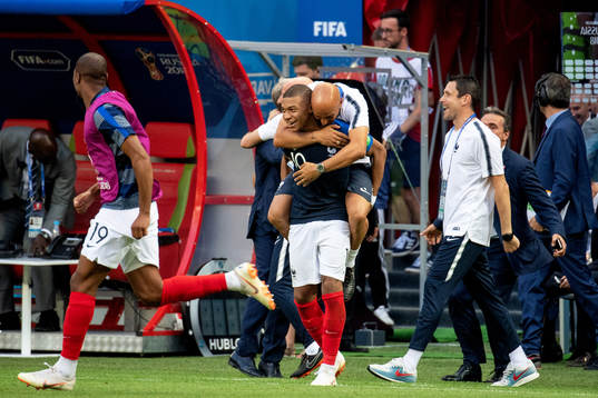 Kylian Mbappe of France celebrates