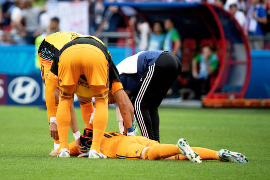 goalkeeper Franco Armani of Argentina looks dejected