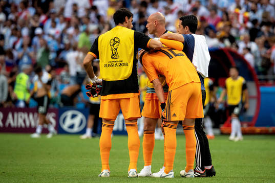 goalkeeper Franco Armani of Argentina looks dejected