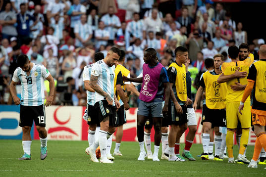 Players of Argentina looks dejected