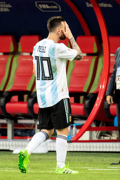Lionel Messi of Argentina looks dejected