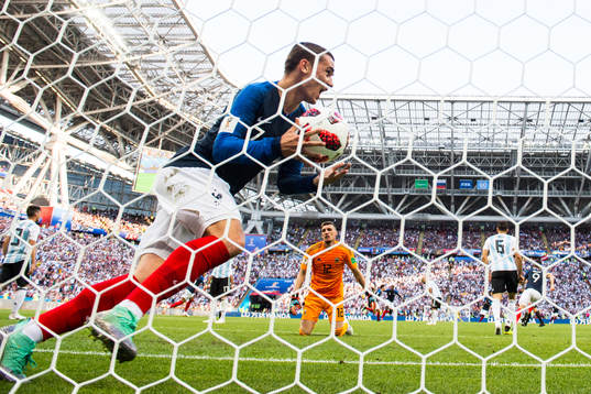 Benjamin Pavard of France  (not pictured) scores 2-2 and