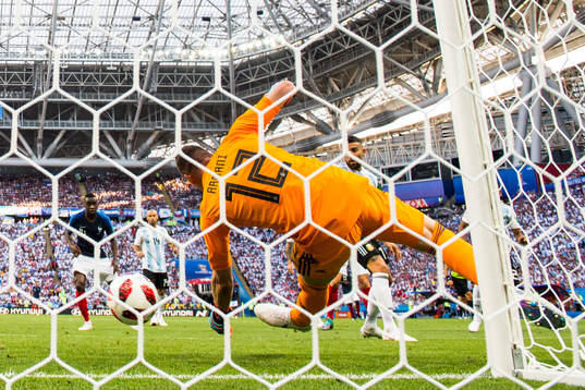 Kylian Mbappe of France scores 3-2