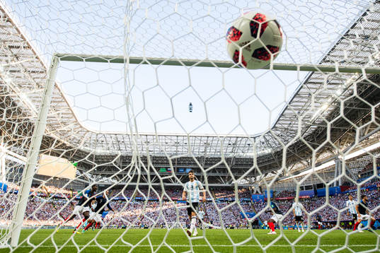 Kylian Mbappe of France scores 3-2