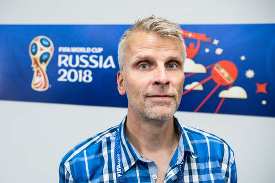 Christian Olsson from Swedish radio Radiosporten prior the