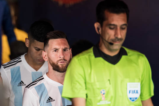 Lionel Messi of Argentina prior the FIFA World Cup round of