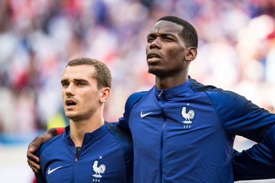 Antoine Griezmann and Paul Pogba of France prior the FIFA