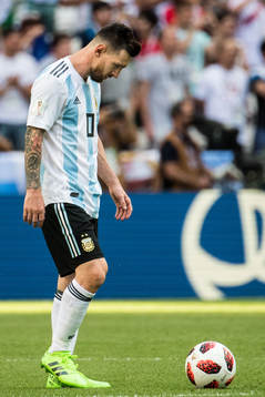 Lionel Messi of Argentina looks dejected