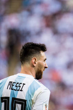 Lionel Messi of Argentina looks dejected