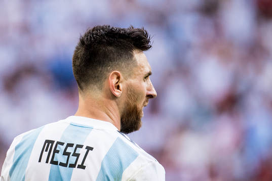 Lionel Messi of Argentina looks dejected