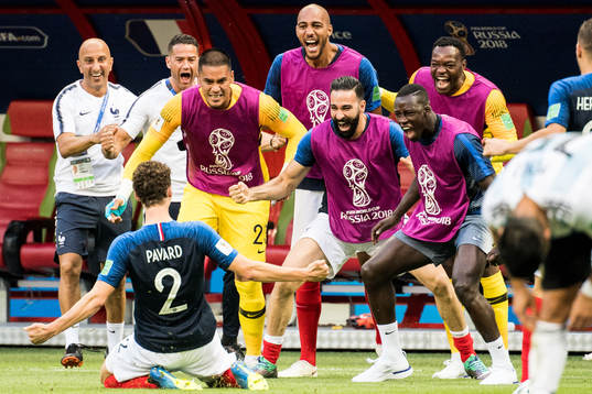 Benjamin Pavard of France celebrates