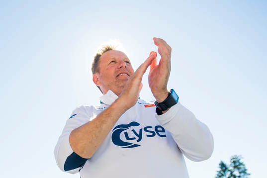 Bjarne Berntsen, head coach of Viking, celebrate safter the