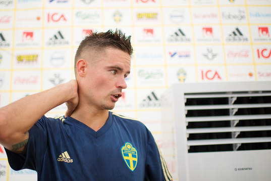 Mikael Lustig of the Swedish national football team at a