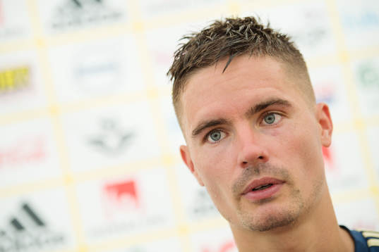 Mikael Lustig of the Swedish national football team at a