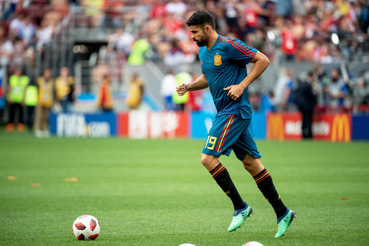 Diego Costa of Spain prior to the FIFA World Cup round of