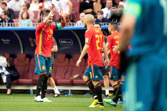 Sergio Ramos of Spain celebrates