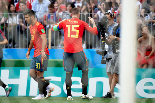 Sergio Ramos of Spain celebrates