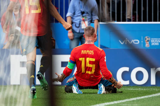 Sergio Ramos of Spain celebrates