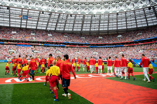 Teams prior to the FIFA World Cup round of 16 match between