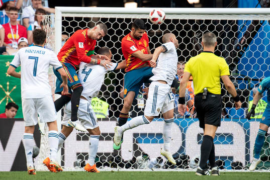 Sergio Ramos and Diego Costa of Spain and Sergey