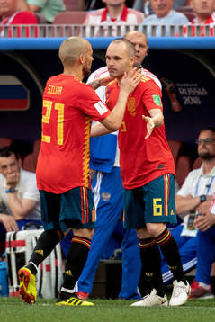 David Silva and Andres Iniesta of Spain