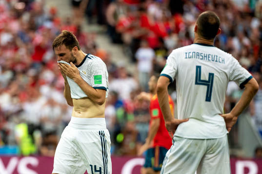Vladimir Granat of Russia looks dejected