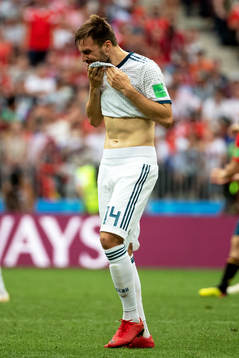 Vladimir Granat of Russia looks dejected