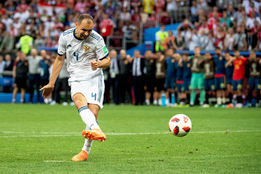 Sergey Ignashevich of Russia in the penalty shoot-out