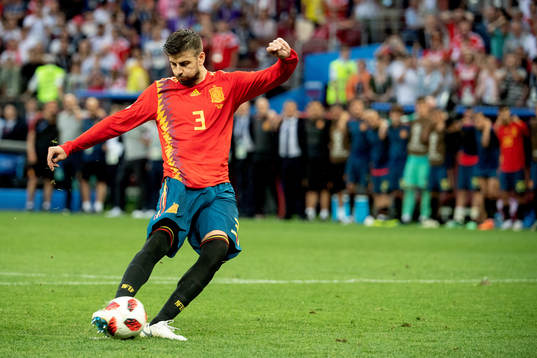 Gerard Pique of Spain in the penalty shoot-out