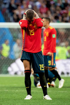 Sergio Ramos of Spain looks dejected