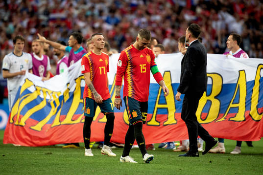 Sergio Ramos of Spain looks dejected