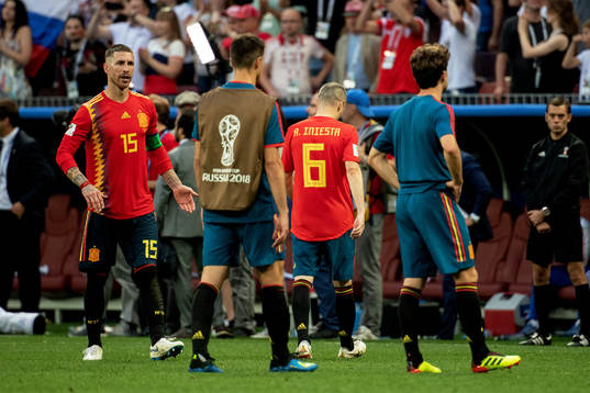 Andres Iniesta of Spain leaves the pitch