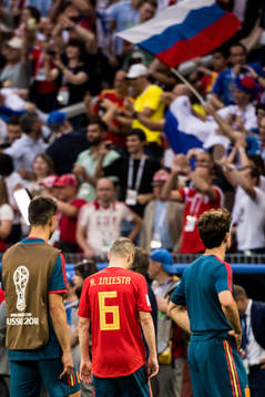 Andres Iniesta of Spain leaves the pitch