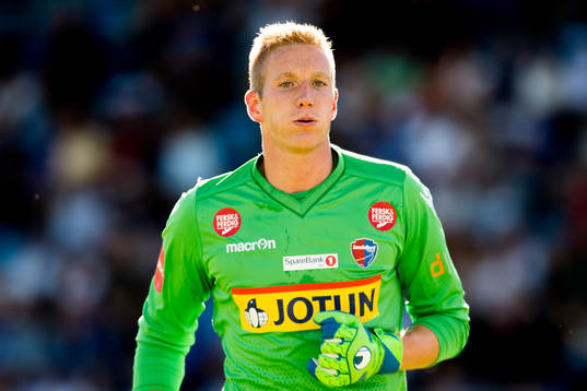 Goalkeeper Eirik Holmen Johansen of Sandefjord