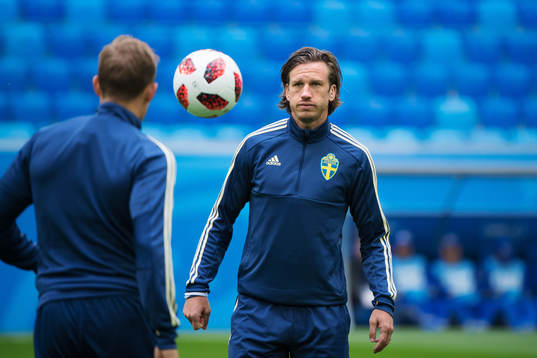 Gustav Svensson of the Swedish national football team at a
