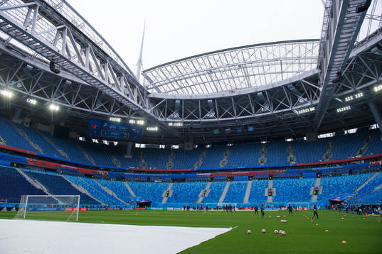 Parts of the pitch is covered at the Swedish national
