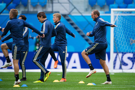 Andreas Granqvist (R) of the Swedish national football team